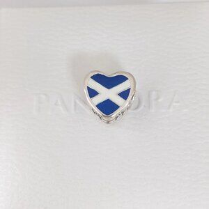 Pandora Scotland Flag Heart Charm Bead Exclusive Pendant S925 Silver with box